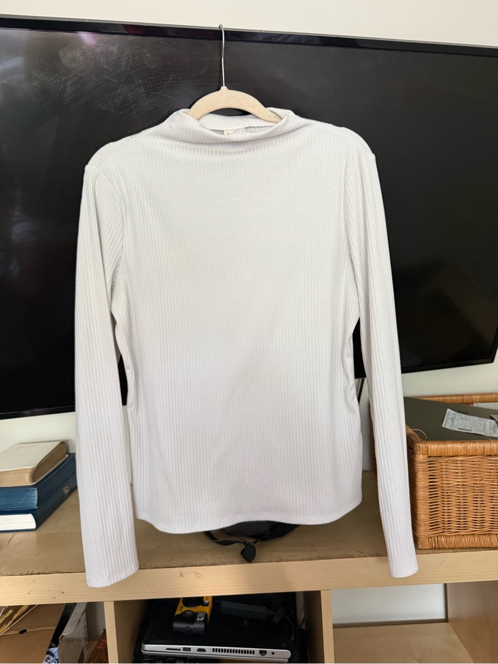 a new day White Ribbed Mock Neck Long Sleeve Top